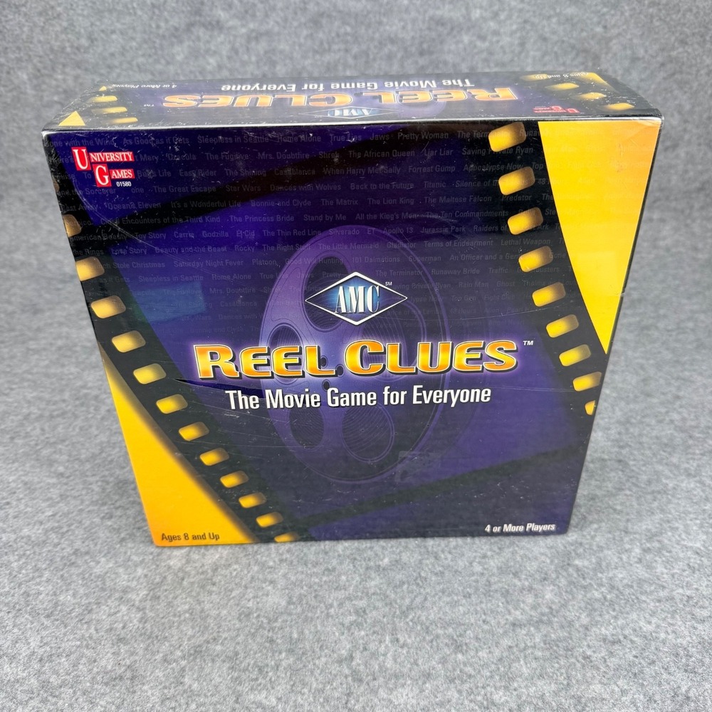 2002 AMC Reel Clues Movie Trivia Board Game Sealed University Games 01580